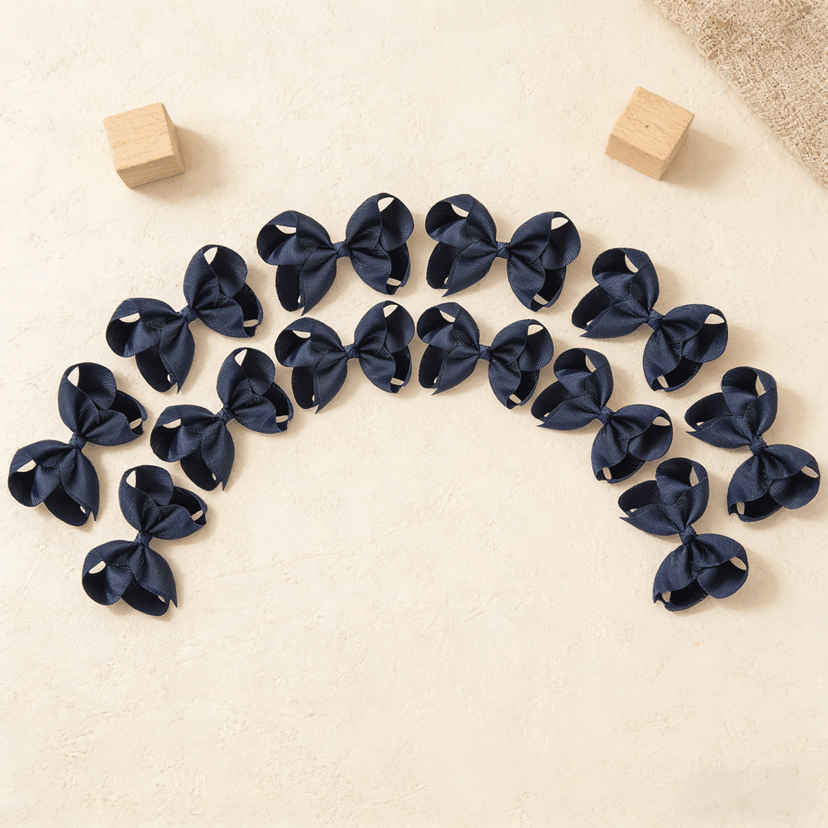 JoyBowie 12+12 Pack Small Ruffled Hair Bows & Small Navy Blue Hair Bows, Alligator Clips for Girls