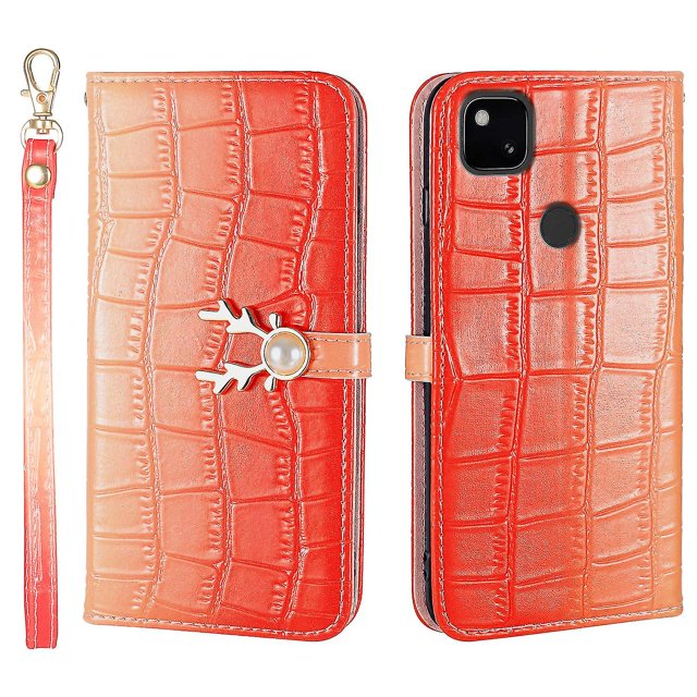 Funda con estampado de alce para Google Pixel 4a con tarjetero, cordón, piel sintética, función billetera y protección contra caídas en las esquinas.