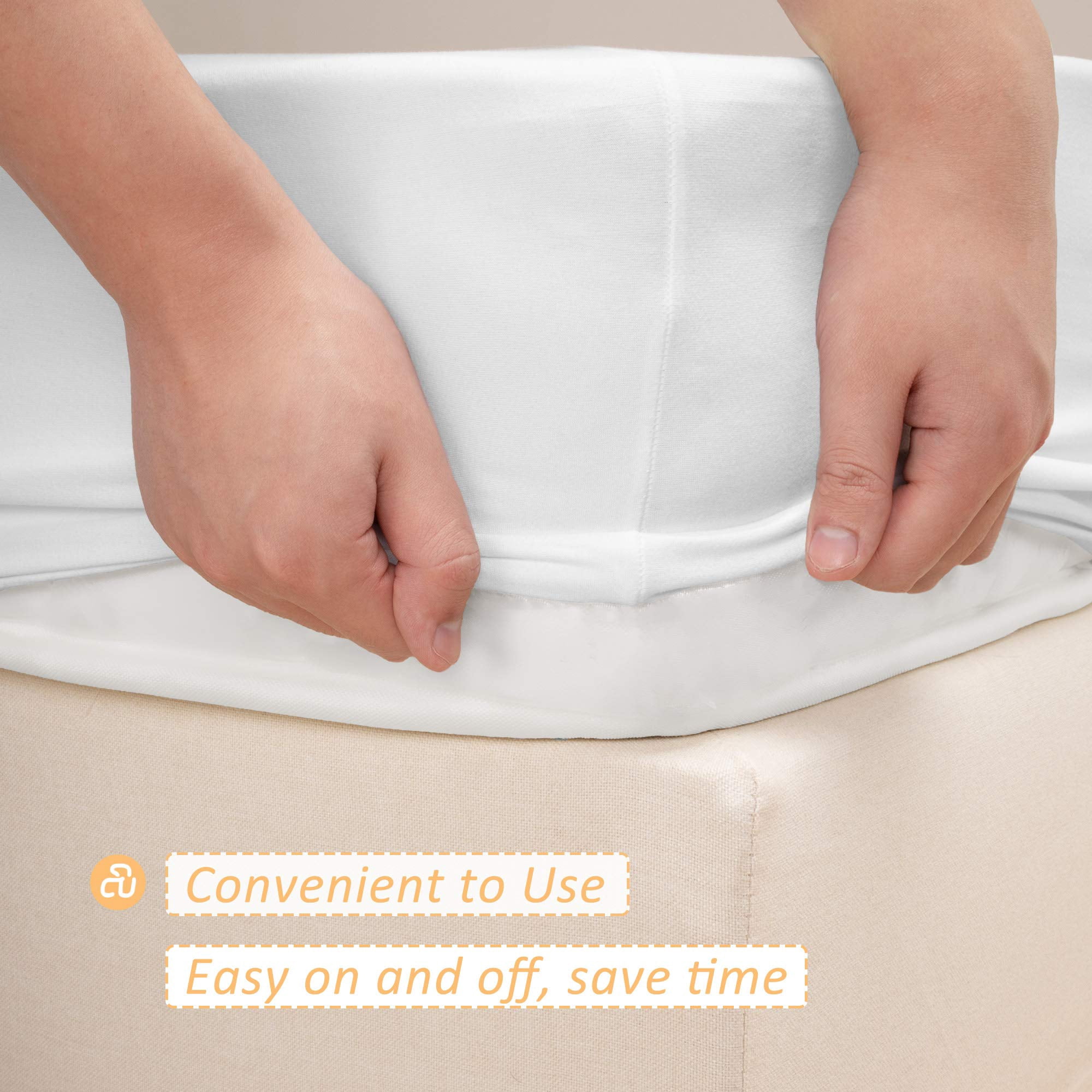 Stretch Jersey Box Spring Cover Wrap Around, Ultra Soft Wrinkle Resistant Bed Skirt Alternative, Queen Queen XL, Breathable Durable White Bedding