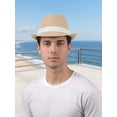 thumbnail image 5 of Deago Straw Fedora Hat for Men Women Short Brim Trilby Hat Classic Panama Summer Beach Sun Hat (Khaki), 5 of 9