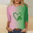 thumbnail image 1 of Meichang T-Shirts de la Saint-Patrick pour Femmes, T-Shirts Graphiques Trèfle Vert, Manches 3/4, Tops Irlandais Chanceux, Col Rond Décontracté, Blouses, Cadeaux de la Saint-Patrick pour Femmes, 1 of 5