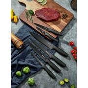 Yabano 14 Pieces Stainless Steel Knife Set with Built-in Wooden Block, Black