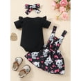 thumbnail image 6 of Baby Girls Dress Set, Cat Print Short Sleeve Romper with Suspender Dress and Headband Summer Outfit, 6 of 10