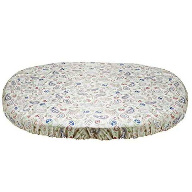 HomeCrate Paisley Heavyweight Elastic Vinyl Oblong/Oval Tablecloth Fits up to 48in by 68in