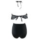 thumbnail image 3 of Traje de baño dividido con lunares en blanco y negro estampado para mujer Conjunto de bikini de cintura alta de dos piezas a la moda (XL), 3 of 8