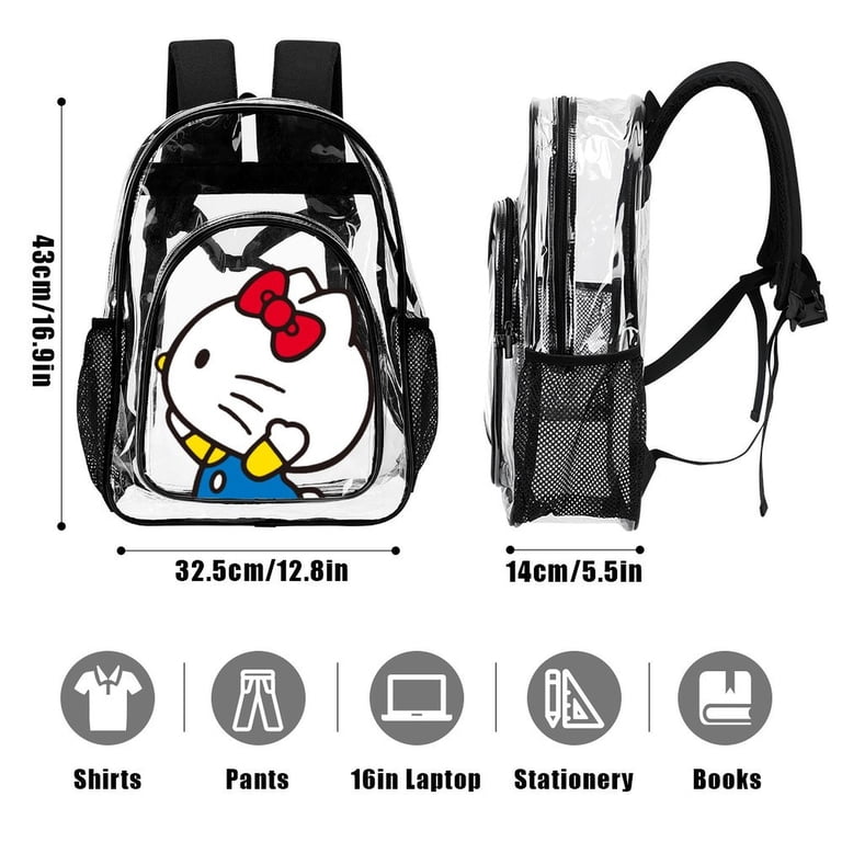 Hello Kitty Clear Backpack Heavy Duty See Through Bookbag Transparent Bag  for Colleges School Work Sport Travel - Walmart.com