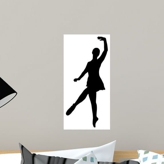 Black Ballet Silhouette Wall Decal by Wallmonkeys Peel and Stick Graphic (18 in H x 8 in W) WM325949