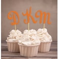 thumbnail image 1 of Darling Souvenir Custom Initials Wedding Cupcake Toppers Personalized Party Dessert Decorations - Pack Of 20, 1 of 3