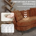 thumbnail image 2 of 64" Velvet Tufted Loveseat Sofa, Upholstered Tub Barrel Sofa Chair with 2 Pillows and Golden Metal Legs, Club 2-Seat Sofa for Living Reading Room Bedroom Apartment, Orange, 2 of 9