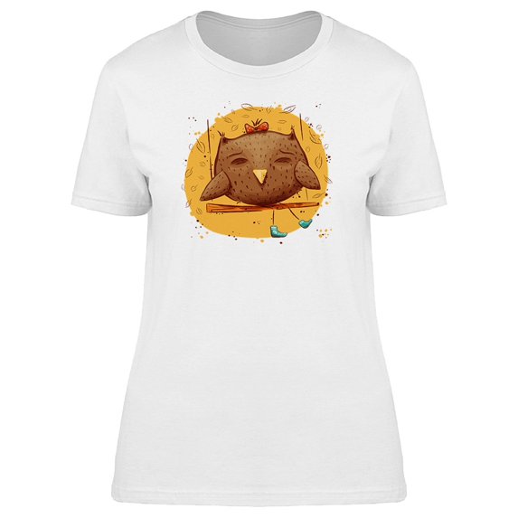 Girly Owl On A Swing Tee Women's -Image by Shutterstock