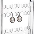 thumbnail image 4 of Soporte de plástico transparente para exhibición de aretes, 4 puertas, 240 orificios, soporte para guardar aretes, pulseras, collares, 11,8 x 8 x 28,5 cm, 4 of 5