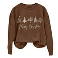 thumbnail image 1 of EHQJNJ Chandails en Molleton Graphiques pour Femmes Hiver Femmes Noël Manches Longues Col Rond Mode Décontractée Hiver et Automne Pull Chandails en Molleton Col Rond Femmes Graphique Café, 1 of 3