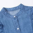 thumbnail image 4 of LOOK! Auroural Children's Summer Solid Color Tighten Waist Long Sleeve Dress Shirt Dress Denim Dress Kids（4-14 Years）, 4 of 8