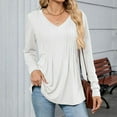 thumbnail image 2 of Womens Long Sleeve Tops Solid Trendy Casual V-Neck Tunic Blouses Lightweight Basic Loose Fit Going Out Business Work Shirts, 2 of 5