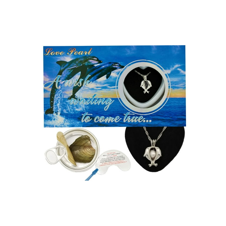 Dolphin Pendant 16 Necklace Set Love Pearl Kit Unisex Teens and Adults Silver Color Walmart