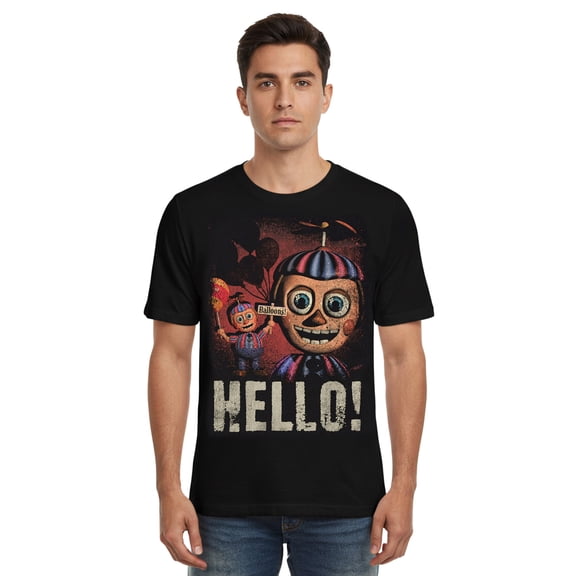 Five Nights At Freddy's Shirt Men's Ballon Boy Hello Distressed Short Sleeve Tee