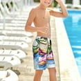 thumbnail image 6 of Cauagu Alligator Donut Pool Float Print Swim Trunks for Men,Youth Boys Swim Shorts Compression Liner Beach Shorts Boys' Swimming Shorts 7-20 Years Bathing Suit-Large, 6 of 7