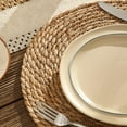 thumbnail image 2 of Round Woven Placemats Set of 6, 13.5 inch Boho Rattan Chargers for Dinner Plates, Rustic Wicker Place Mats, 2 of 7