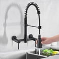 thumbnail image 1 of DEMIINUS Wall Mount Kitchen Faucet, 8 Inch Center Commercial Sink Faucet with Pull Down Sprayer, 2 Handle Wall Mount Faucet for Kitchen Sink, Matte Black, 1 of 4
