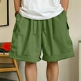 thumbnail image 2 of Diufon Mens Wide Leg Shorts Cotton Cargo Shorts Waist Drawstring Lounge Shorts with Pockets, 2 of 3
