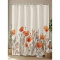 thumbnail image 4 of Shower Curtains Orange Poppy Flower Bath Curtain Floral Leaves Plant Waterproof Bathroom Shower Curtain Set with Hooks Decoration 72 x 72 Inches, 4 of 7