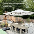 thumbnail image 2 of PURPLE LEAF 13FT Deluxe Round Wood Grain Patio Umbrella, Large Offset Cantilever Umbrella with 360° Rotation, Cream, 2 of 13