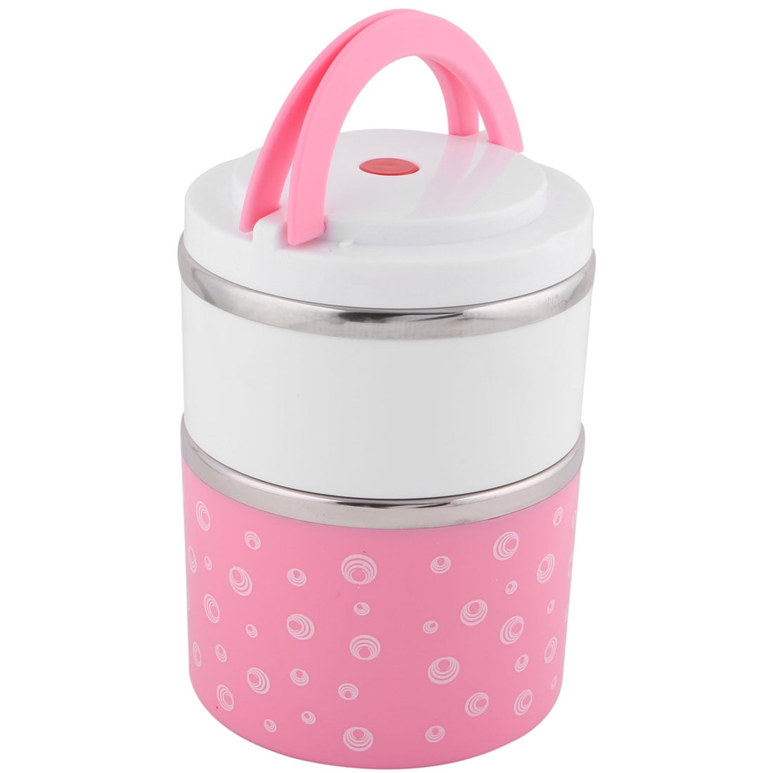 Household Office Dots Pattern Cylinder Food Storage Holder Lunch Box Household Office Dots Pattern Cylinder Food Storage Holder Lunch Box Pink 1200ml