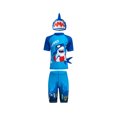 thumbnail image 3 of Toddler Girls Boys Summer Swimwear Sets Short Sleeve O Neck Tops + Cartoon Animal Print Shorts + Hat 1-12 Years, 3 of 7