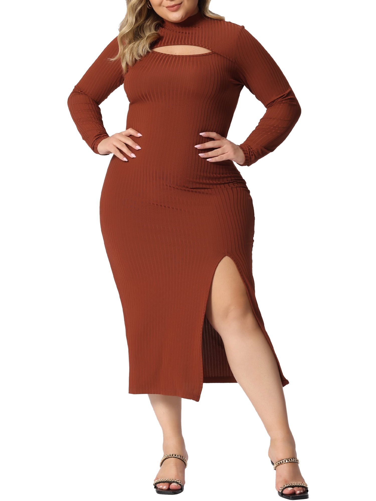 plus size knee length bodycon dress