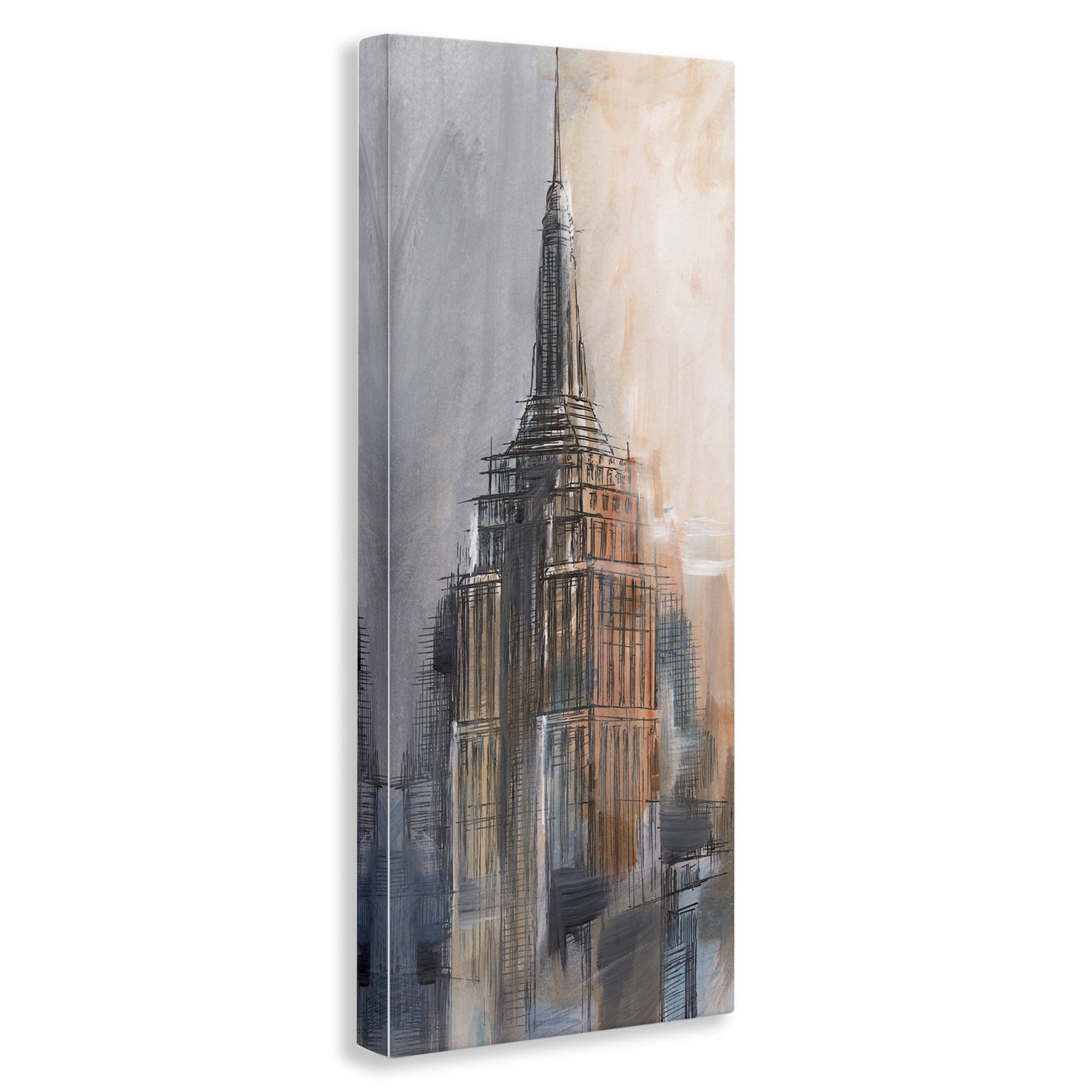 Stupell Industries Sketched City Building Scenic & Cityscapes Painting Wrapped Canvas Art Print Wall Art, 10 x 24