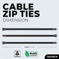 thumbnail image 3 of Best Connections 200 Pieces 11" UV Black Nylon Cable Straps Zip Ties 50 Lbs Tensile Strength, 3 of 10