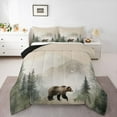 thumbnail image 3 of Manfei Wildlife Bear Print Queen Comforter Set, Jungle Pine Tree Plant Bedding Sets, Countryside Animal Reversible Bedding Comforter Set, Lightweight Room Decor, 3 Pieces, 3 of 8