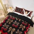 thumbnail image 2 of Erosebridal Kawaii Cherry Duvet Cover Set for Girls, Cheetah Print Bow Bedding Full, Black Reversible, 1 Duvet Cover and 2 Pillowcases (No Comforter), 2 of 5