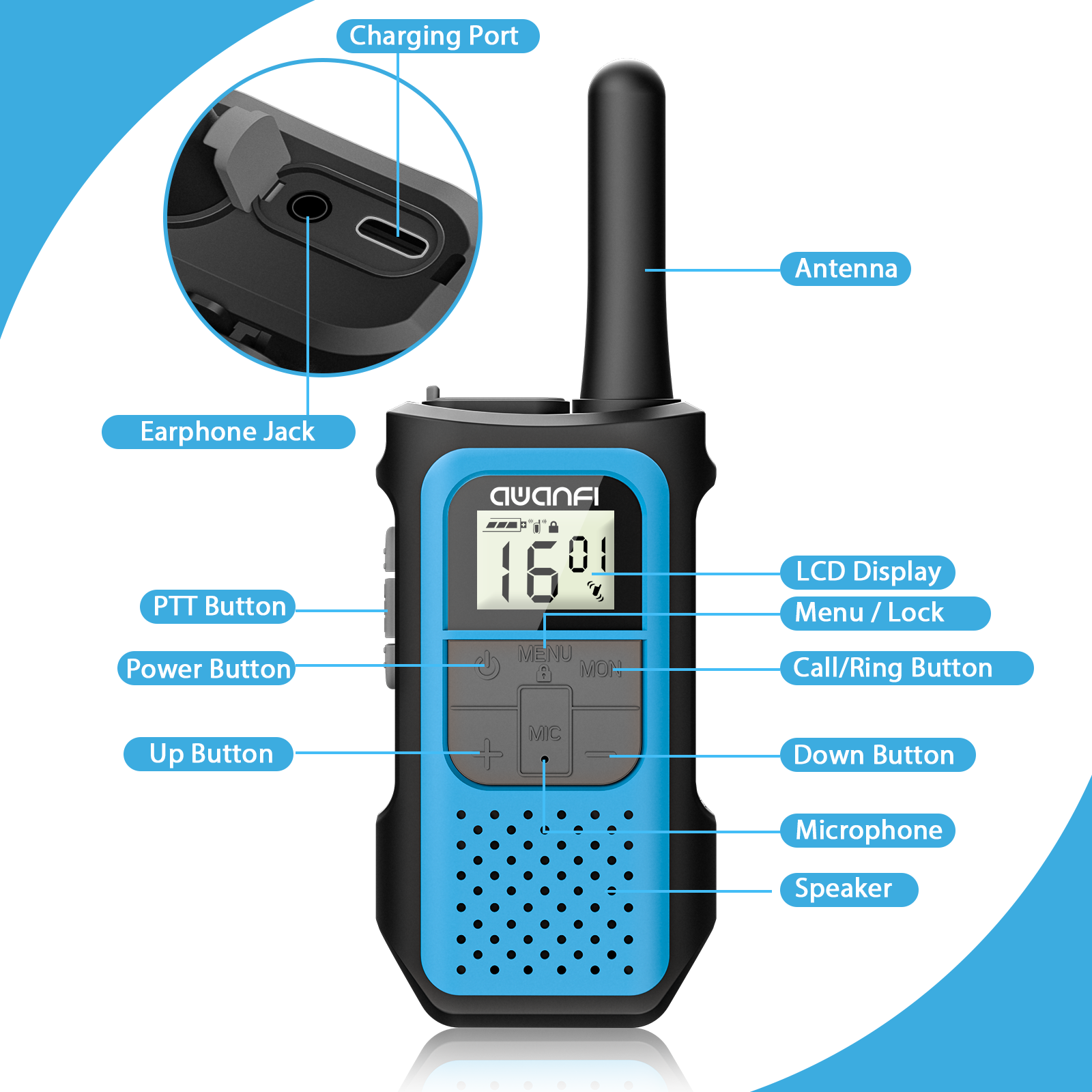 AWANFI 4-Pack Rechargeable Walkie Talkies Long Range photo 8