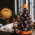 thumbnail image 4 of RJ Legend Ceramic Tree, 15" Halloween Handcraft Cordless with Pumpkin Head, LED Light Bulbs, - Black, 4 of 5