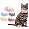 thumbnail image 2 of Bright Color Plaid Pet Collar - Faux Pearl Design - Wear Resistant - Washable Lace Trim - Polyester Puppy Kitten Bandana, 2 of 8