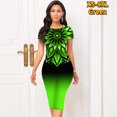 thumbnail image 1 of Nouvelle Tendance d'Été, Nouvelle Conception, Jupe à Manches Courtes Imprimée, Col Rond, Jupe Longueur Genou, Jupe Vintage Moulante pour Femmes, Jupe Ajustée à Dégradé, 1 of 7