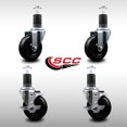 thumbnail image 2 of 4 Inch SS Hard Rubber Wheel Swivel 1-5/8 Inch Expand Stem Caster Set 2 Brakes, 2 of 2