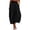 Black, variant on Women's Solid Color Wide Leg Pants High Waisted Casual Loose Fit Capri Pants with Pockets Elastic Waist for Summer Daily Wear