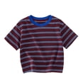 thumbnail image 2 of Auroural Boys Clothes 12-14 Shirts Children's Summer Children's Raglan Sleeve Striped Short Sleeve Men's and Women's Round Neck Casual T-Shirt Top, 2 of 9