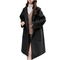 thumbnail image 2 of ClodeEU Women's Winter Hooded Wool Blend Coat,Casual Loose Long Sleeve Long Coat With Pockets Black,Womens Plus L, 2 of 4