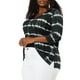 thumbnail image 2 of Women's Plus Size T-shirt Tye Dye Side Slit 3/4 Sleeve Stripe Top Black 3X, 2 of 7