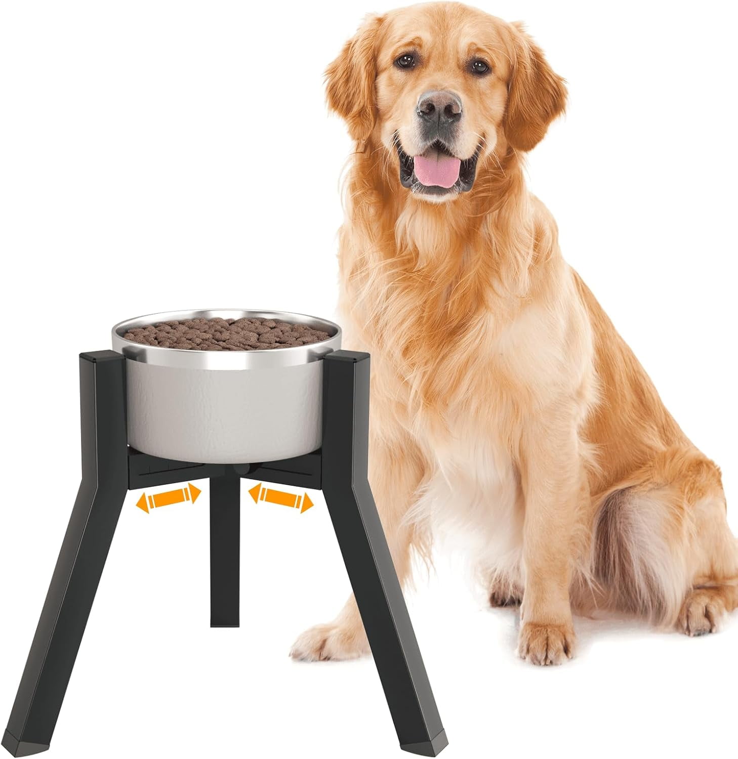 Elevated Dog Bowl Stand for Medium Large Dogs, Adjustable Width 7-10.6", 11" Tall Single Raised Dog Bowl Holder, Pink