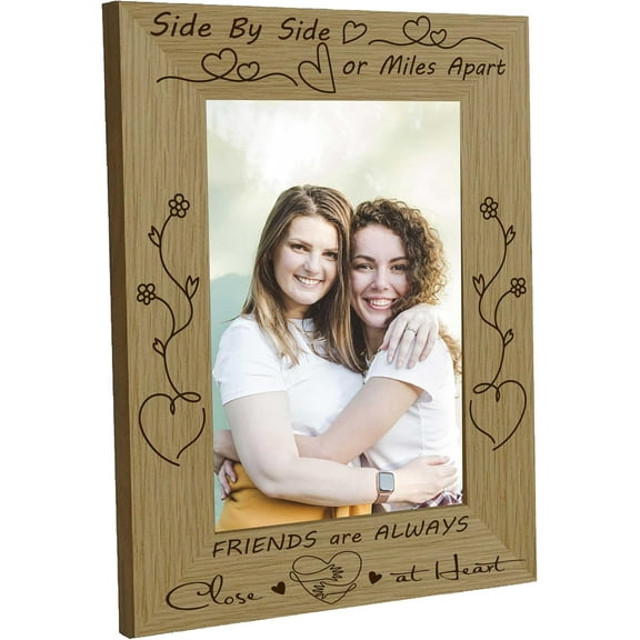 Best Friends Picture Frame Wood Photo Frames Engraved Display Wooden Tabletop Frame Long Distance Friendship Gifts