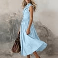 thumbnail image 6 of Ynynlocho Womens Cotton High Waist A-Line Shirt Maxi Dress Casual Sleeveless Collared V-Neck Flowy Long Sundress with Button Down, 6 of 6