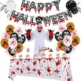 thumbnail image 1 of Halloween Party Supplies Bloody Horror Decorations Balloons Tablecloth Banner Cake Topper Set, 1 of 2