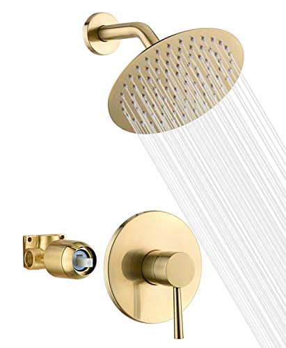 Details about   8" Gold Shower Faucet Set Rain Round Shower Heads With Hand Held Spary Mixer Tap 