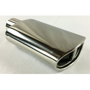 Exhaust Tip 2.25" Inlet 5.50 X 3.00" High 12.00" Lg Double Wall Rolled Oval Split Resonated Stainless Steel WSR550012-225-RS-SS Wesdon Exhaust Tip