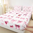 thumbnail image 5 of spefrowx Watercolor Bowknot Bed Sheets for Women, Pink Cherry Cocktail Print Full Size Sheets, 4-Piece, 1 Flat Sheet, 1 Fitted Sheet and 2 Pillowcases, 5 of 6