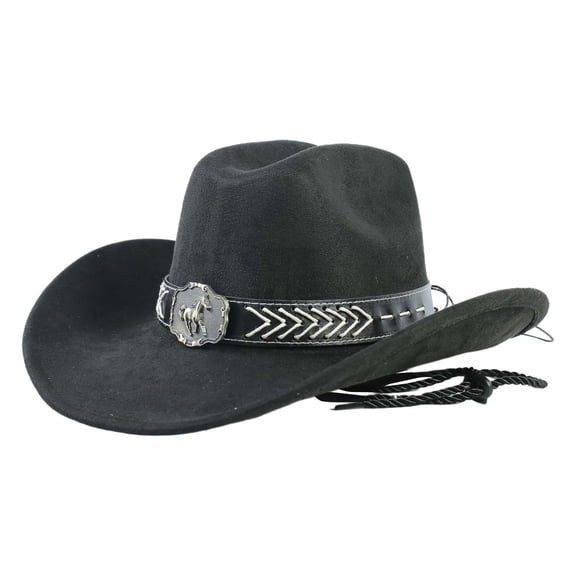 Gtoiithly Unisex American Retro Western Cowboy Hat Classic & Stylish Jazz-Style Sun Hat Black